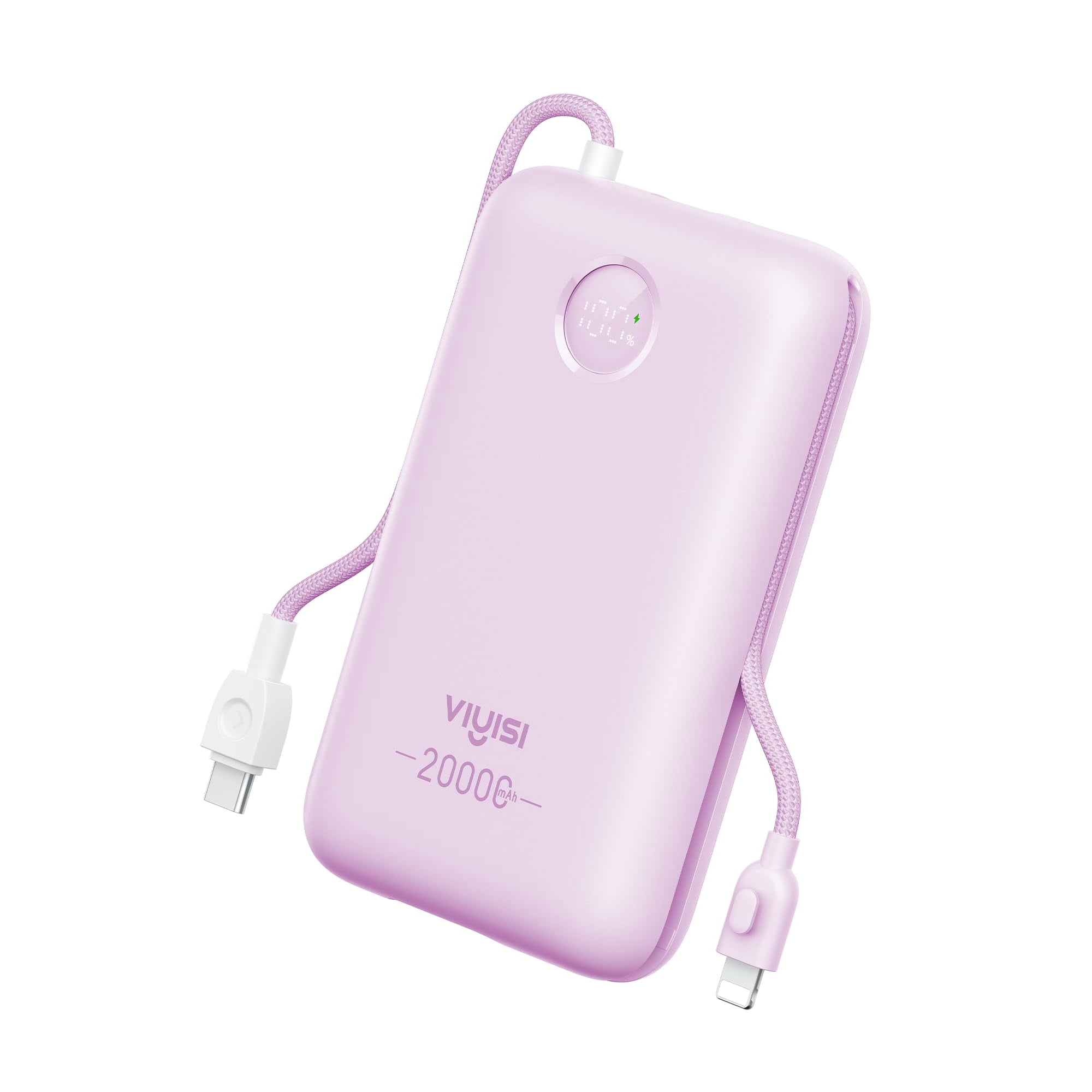 Cargador Portátil Viyisi De 20 000 Mah Y 30 W De Carga Rápida, Con Cables Integrados Y Pantalla Led