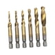 thumbnail image 1 of 6x Brocas Combinadas Para Machos De Roscar M3 M4 M5 M6 M8 M10 Vástago Hexagonal HSS 6542 Titanio, 1 of 5