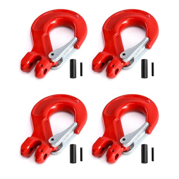 Gancho antideslizante Clevis con cierre QWORK, paquete de 4 unidades, límite de carga de 2 toneladas