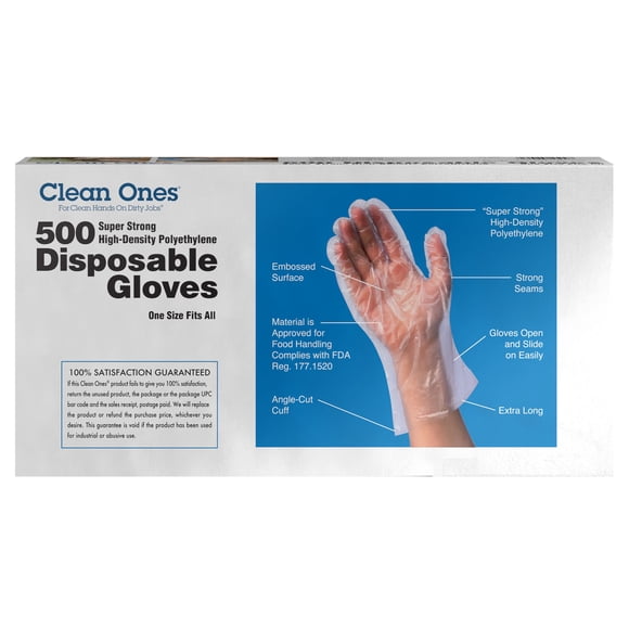 Guantes de Polietileno Clean Ones 500 unidades sin látex