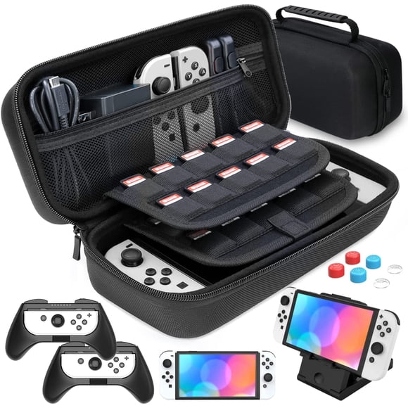 Funda de accesorios HEYSTOP Switch y OLED con Joycon Grip Black