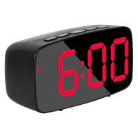 Magideal - Reloj Despertador Led Digital Batería De Espejo / Escritorio Moderno Enchufable Brillo De 2 Niveles Snooze Reloj De Pantalla Para Dormitorio Hogar Luz Roja