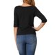 thumbnail image 3 of INSPIRE CHIC Camisetas de Mujer con Mangas al Codo Cuello Barco Ajuste Entallado Casual Negro M, 3 of 7