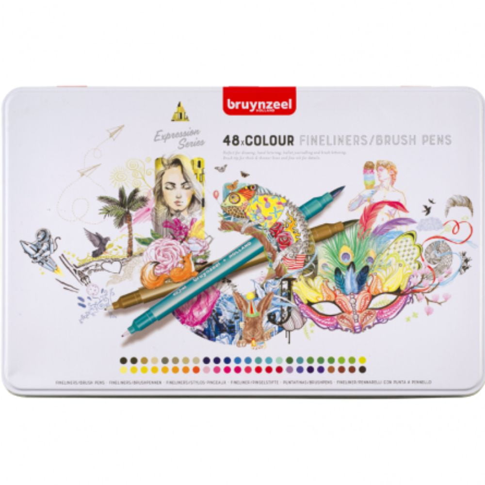 Marcadores Punta Fina/pincel Bruynzeel 48 Colores