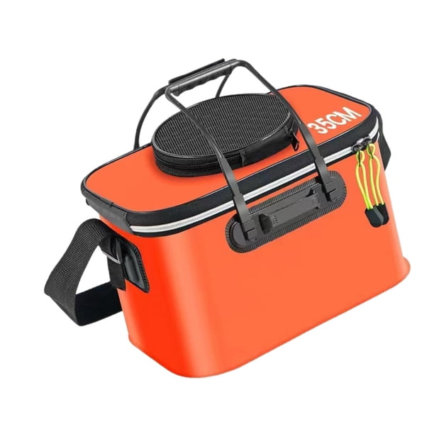 Cubo de pesca plegable para acampar al aire libre resistente contenedor de pescado vivo impermeable eva cubo de pescado, cubo de protección de pescado naranja