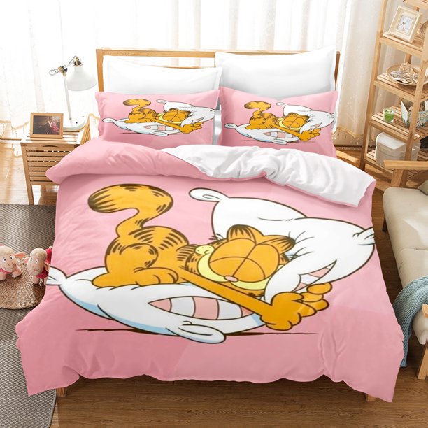 v1835 Bed Sheets Garfield Anime Duvet Cover Set Comforte Printed Cartoon Twin Size Bedding Sets Christmas Gifts -piece 3-Piece Bedding Set (1 Duvet Cover + 2 Pillow Shams) Bed Sheets ju1835