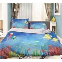 Milsleep - 3D Sea Fish Octopus Pattern Quilt Cover Set Ropa De Cama Set Funda Nórdica Fundas De Almohada