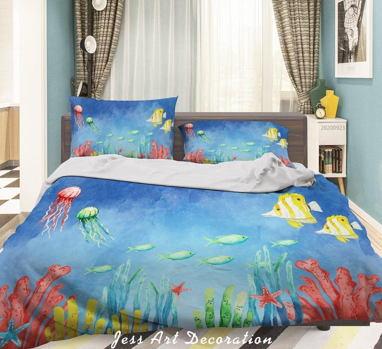 Milsleep - 3D Sea Fish Octopus Pattern Quilt Cover Set Ropa De Cama Set Funda Nórdica Fundas De Almohada