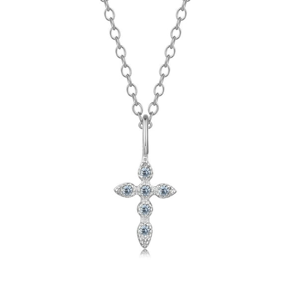 Collar HESHPAWS S925 Sterling Silver Cross Light Blue