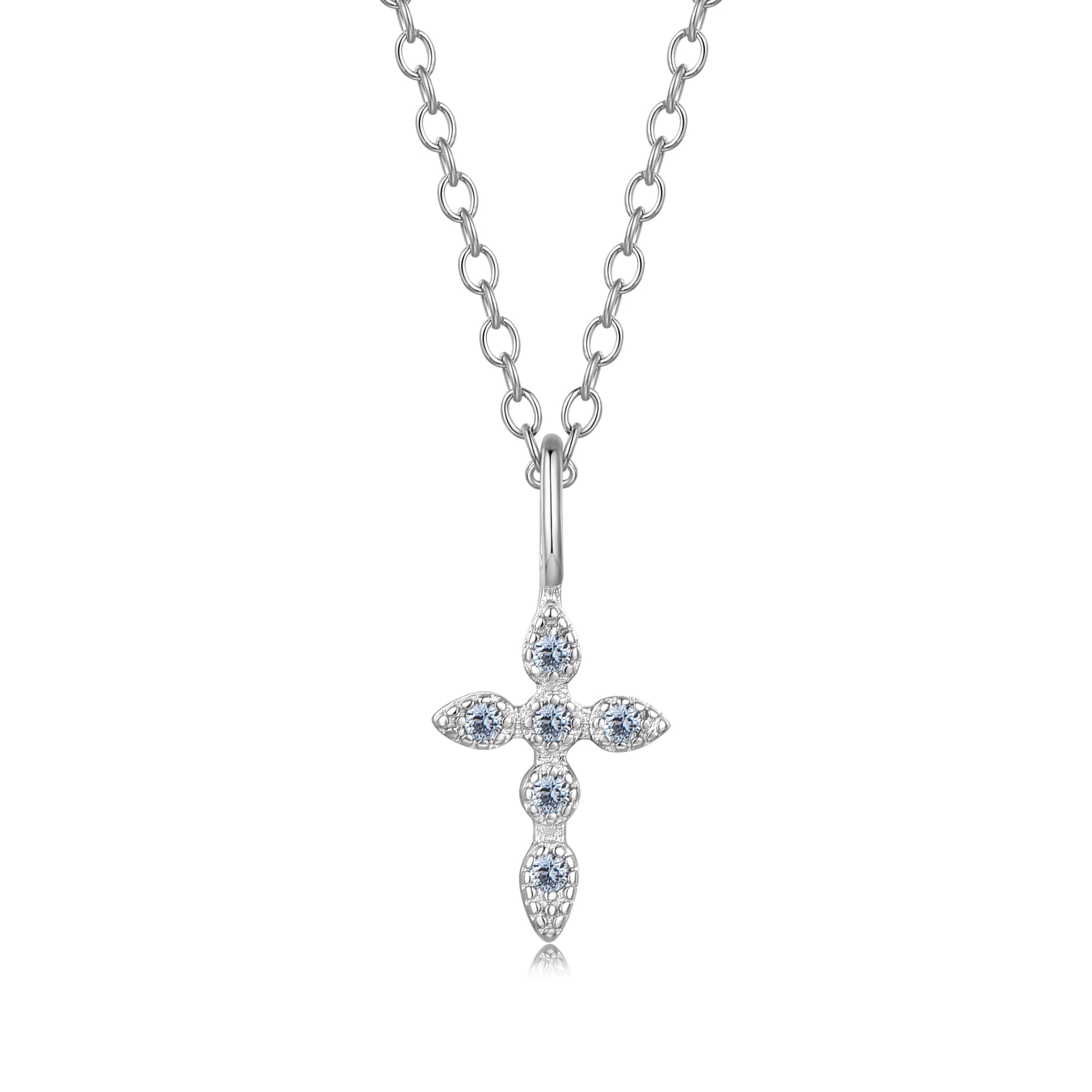 Collar Heshpaws S925 Sterling Silver Cross Light Blue
