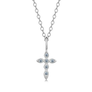 Collar Heshpaws S925 Sterling Silver Cross Light Blue