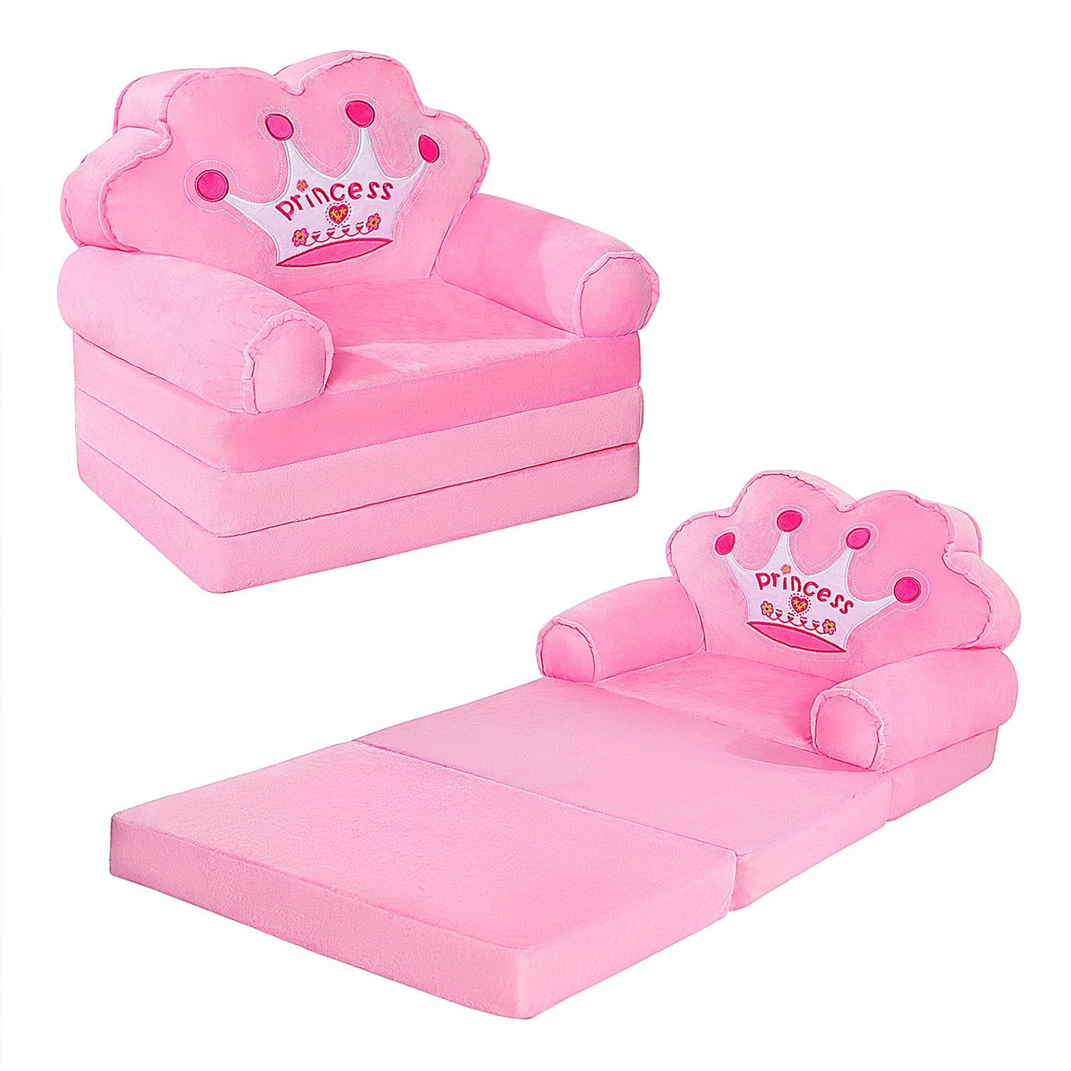 Moonbeeki - Sofá Infantil Plegable Silla Princesa Rosa