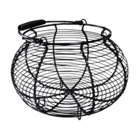Magideal - Cesta De Huevos De Alambre, Contenedor Portátil Redondo Estilo Granja, Soporte Para Huevos, Cesta De Recolección De Huevos Para Huevos, Frutas, Pan, 2 Negro