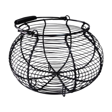 Magideal - Cesta De Huevos De Alambre, Contenedor Portátil Redondo Estilo Granja, Soporte Para Huevos, Cesta De Recolección De Huevos Para Huevos, Frutas, Pan, 2 Negro