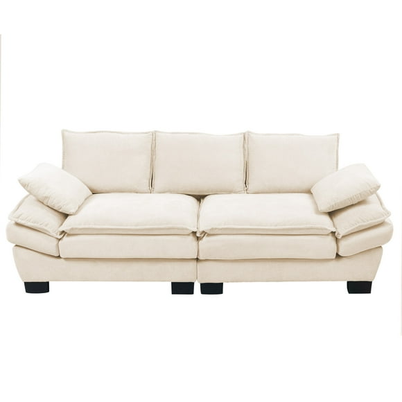 Sofá 3 Cuerpos Mariana en Chenille Beige - 225x82x80 cm