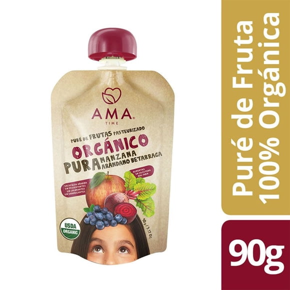 Puré de Fruta Manzana Betarraga Arándano Orgánico, 90 g