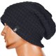 thumbnail image 2 of Gorra Slouchy Beanie VECRY de punto a ganchillo para hombre (negro a cuadros), 2 of 4