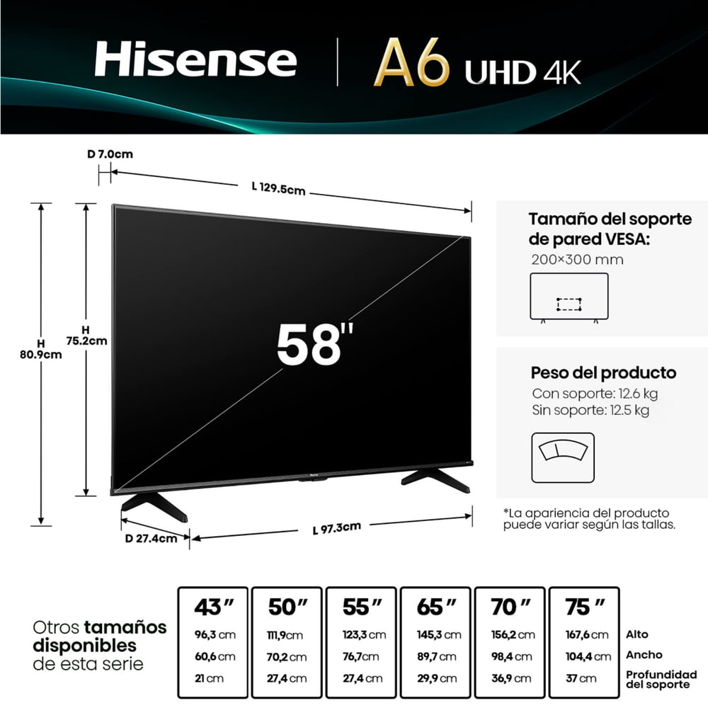 Hisense 58A6N, foto 3