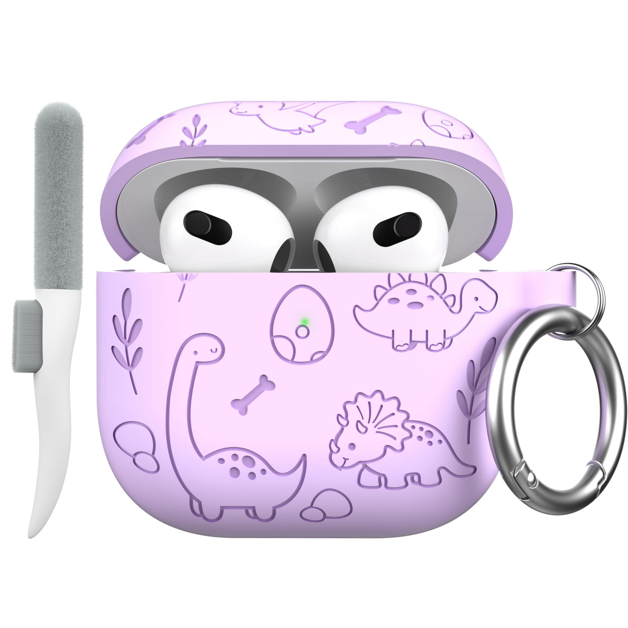 Funda Maxjoy Para Airpods De Cuarta Generación Con Grabado De Dinosaurio Morado