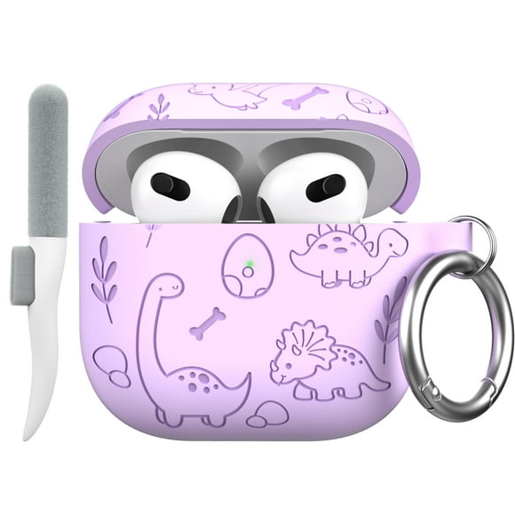 Funda Maxjoy para AirPods de cuarta generación con grabado de dinosaurio morado