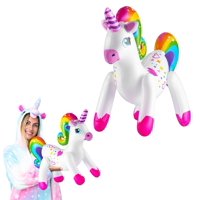 The Dreidel Company - Unicornio Arcoíris Inflable De 24 Cm (Paquete De 2) Para Playa Y Piscina
