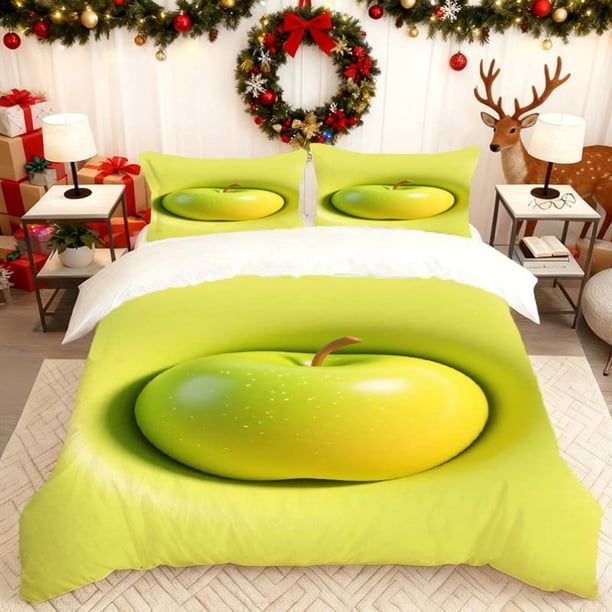 Green Apple Design Printed Duvet Cover Set Soft And Comfortable Suitable for All Seasons Essential for Home Bedrooms And Guest Rooms