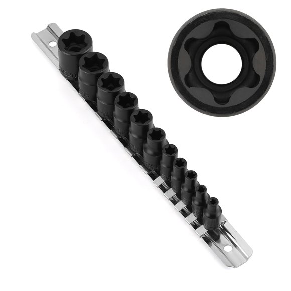 Juego de Dados Torx CASOMAN 11 Piezas E4‑E20 con Riel