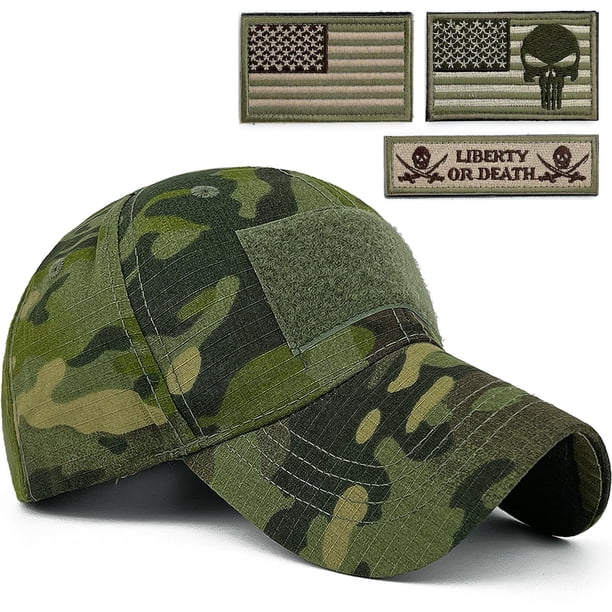 Gorra Loneshark Táctica Camuflaje con Parche de Calavera y Bandera Americana Jungle - LG