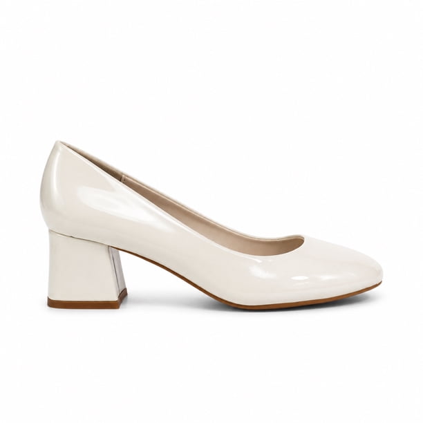 Zapato Mujer Charol Negro Taco Ancho Punta Redonda HL17