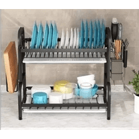 Genérico - Organizador Platos 2 Niveles Color Negro