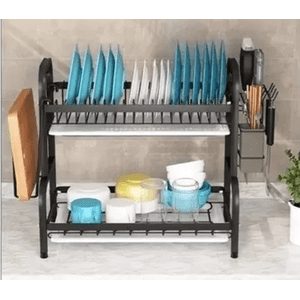 Genérico - Organizador Platos 2 Niveles Color Negro