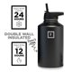 thumbnail image 3 of Botella de agua IRON °FLASK para acampar y hacer senderismo, 1,9 L, con 3 tapas de pajita, 3 of 7