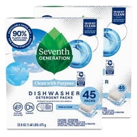 Paquetes De Detergente Para Lavavajillas Seventh Generation X2, 45 Tabletas