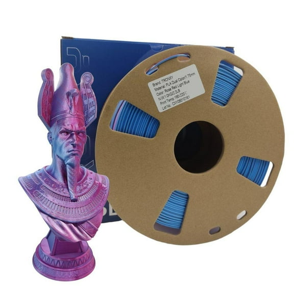 Filamento 3D Pla Seda Doble Color Rose Red And Light Blue De 1.75Mm Y 1Kg