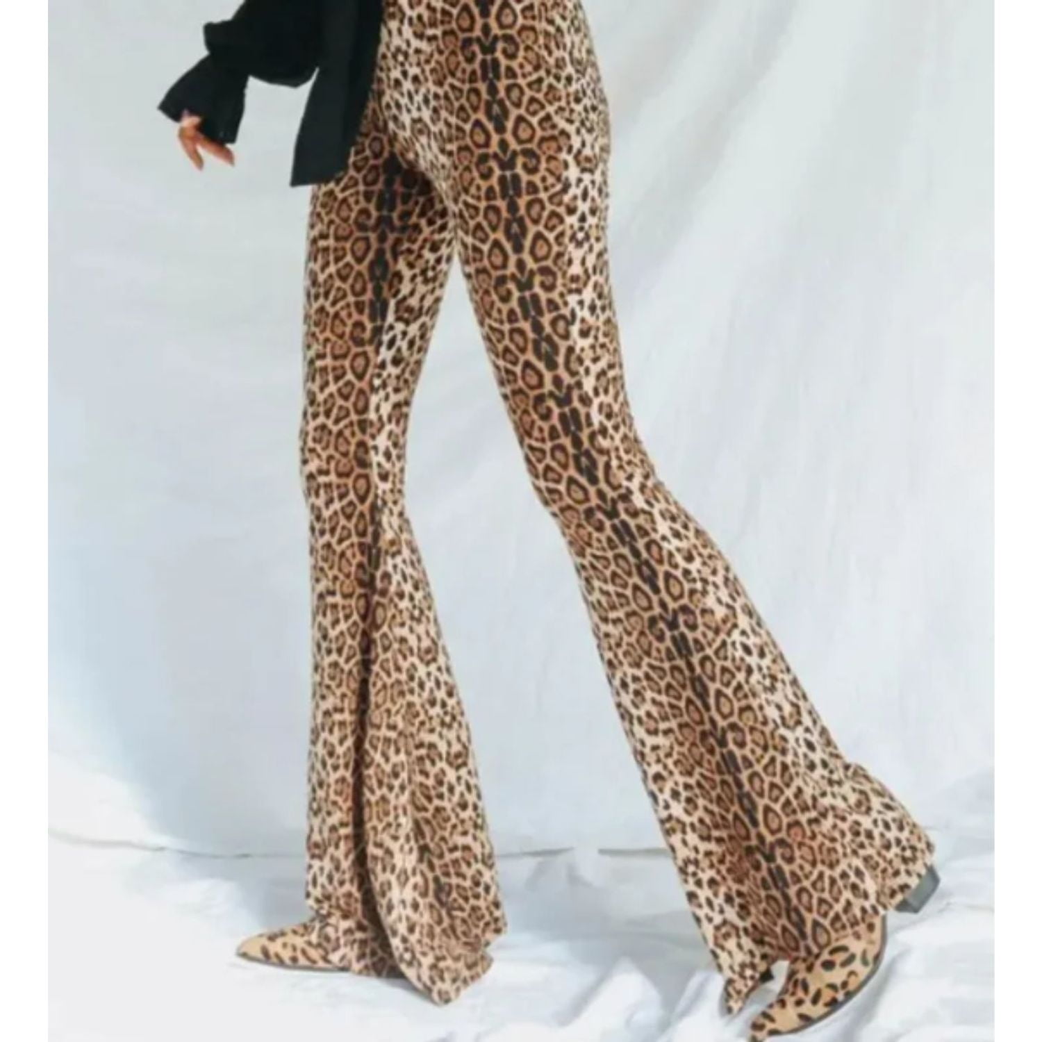 Likeshop - Calza Flare Mujer Animal Print Primavera Verano Tiro Alto 7025