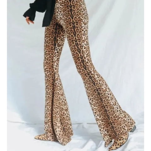Likeshop - Calza Flare Mujer Animal Print Primavera Verano Tiro Alto 7025