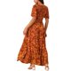 thumbnail image 3 of INSPIRE CHIC Vestido Maxi de Rayón Floral para Mujer con Cuello en V, Mangas Volantes, Volantes en Capas y Bolsillos, Rojo Ladrillo L, 3 of 5