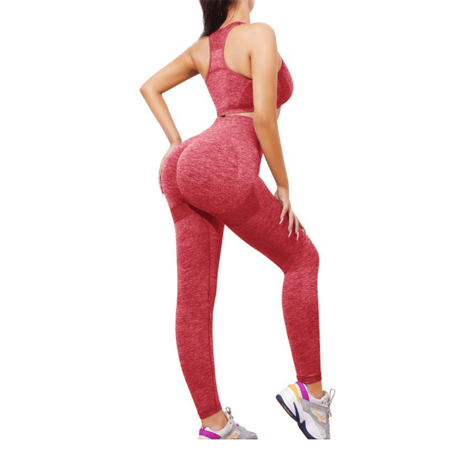 Genérico - Conjunto Deportivos Calza + Top Levanta Cola Estándar S/m Rojo Lisa