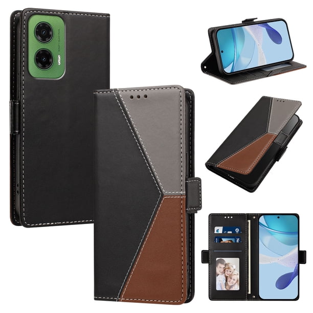 Funda Cartera para Motorola Moto G35 con Cierre Magnético, Tricolor, Negro