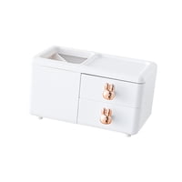 Magideal - Bonito Organizador De Escritorio, Soporte Para Brochas De Maquillaje Con Cajón, Bricolaje, Decoración Del Hogar, Portalápices, Papelería, Carrito Para Conejo Blanco