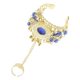 thumbnail image 3 of Pulseras De Danza Del Vientre Joyas Pulsera Esclava De Cristal Con Anillo Azul, 3 of 5