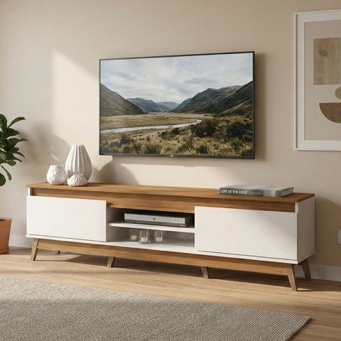 Exit - Rack Tv Texas Para Pantalla Hasta 85"" Roble Beige