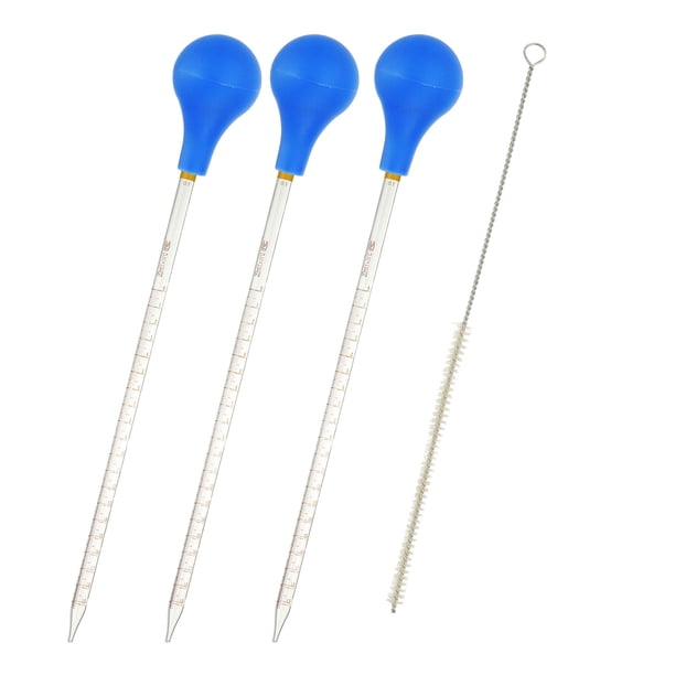 Pipetas Graduadas con Gotero Uxcell 4 Piezas 0.5ml Pipeta de Vidrio de Borosilicato Reutilizable para Transferir Líquidos para Laboratorio, Química, Transparente