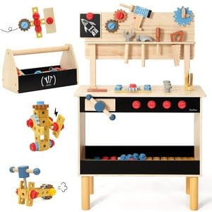 Pairpear - Banco De Herramientas Para Niños Par Pear Wooden Toys 2 En 1 Con Caja De Herramientas 3+