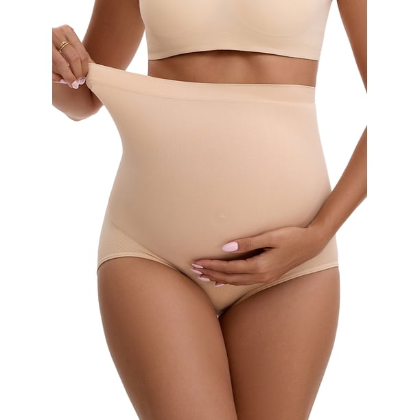 Bragas de Maternidad de Cintura Alta INSPIRE CHIC para Mujeres Levantamiento de Glúteos Sin Costuras Cómodas Embarazo Panties para Damas S Beige