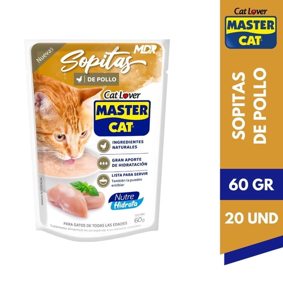 SOPITAS MASTER CAT SABOR POLLO 60GR x20 UND