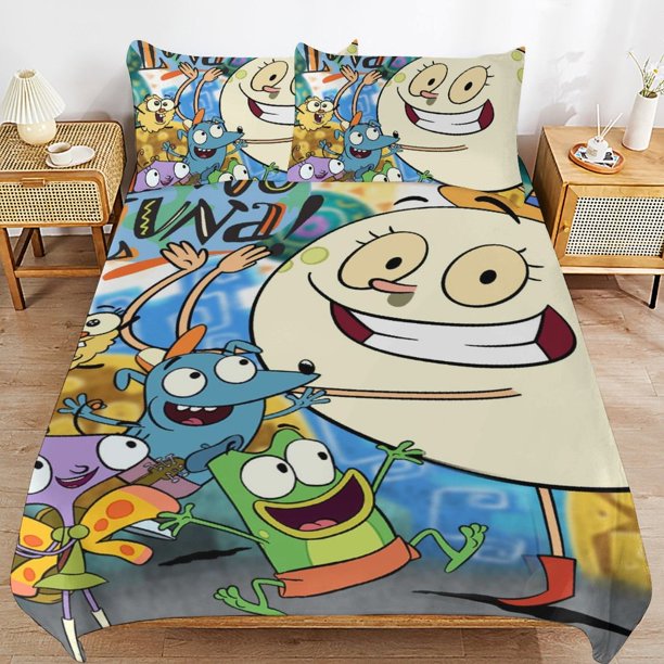 Let's Go Luna Cartoon Bedding Sets Ultra Soft Skin-Friendly Duvet Cover 3 Piece, Cute Comforter Cover Bed Set for Boys Girls Kids