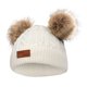 thumbnail image 2 of Ni?as, Ni?as Pom Poms, Sombrero, Grueso, Cálido, Invierno, Algodón Suave, Gabadras De Punto, Whtie, 2 of 5