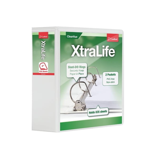 Anillo en D Binder Cardinal Clearvue con capacidad de 4 pulgadas, color blanco