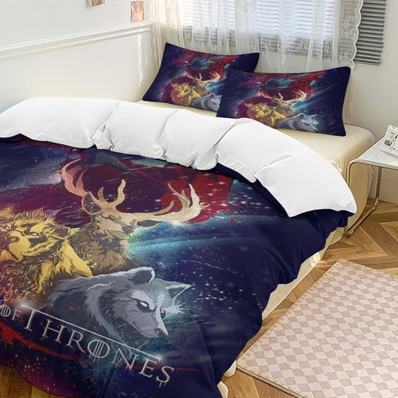 Game of Thrones 3-Piece Bedding Set Duvet Cover Set Soft Warm And Comfortable Soft Bed Set for Bedroom